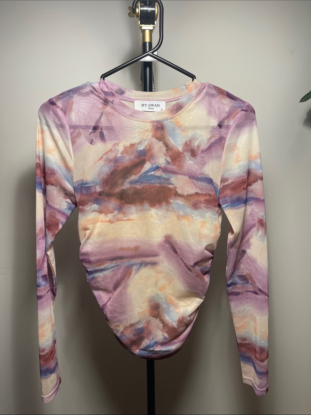 By Swan Pastel Watercolor Long Sleeve Top - Lavender Multi